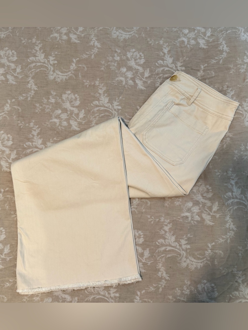 Every High-Rise Cropped Jeans in Cream, Size 12